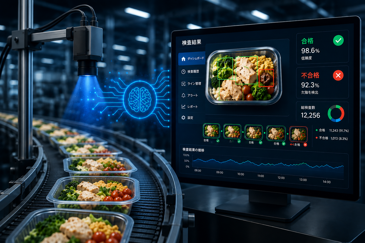 コンピュータビジョンによるリアルタイム食品品質検査